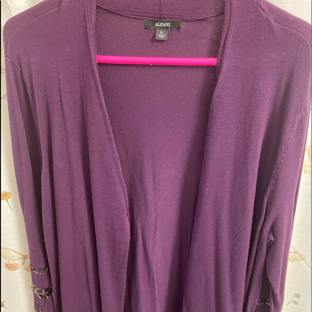 Purple sequins sleeve cardigan
